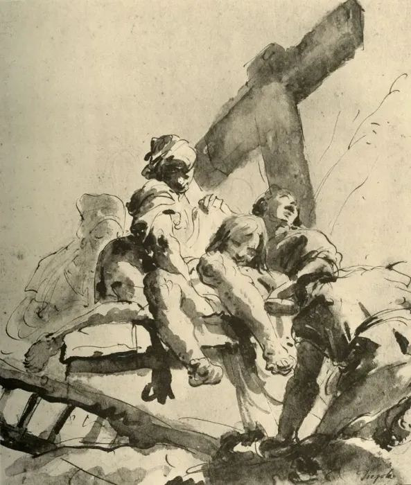 Framed Print : Descent from the Cross, mid 18th century, (1928). Artist: Giovanni Battista Tiepolo Framed Print : Descent from the Cross, mid 18th century, (1928). Artist: Giovanni Battista Tiepolo