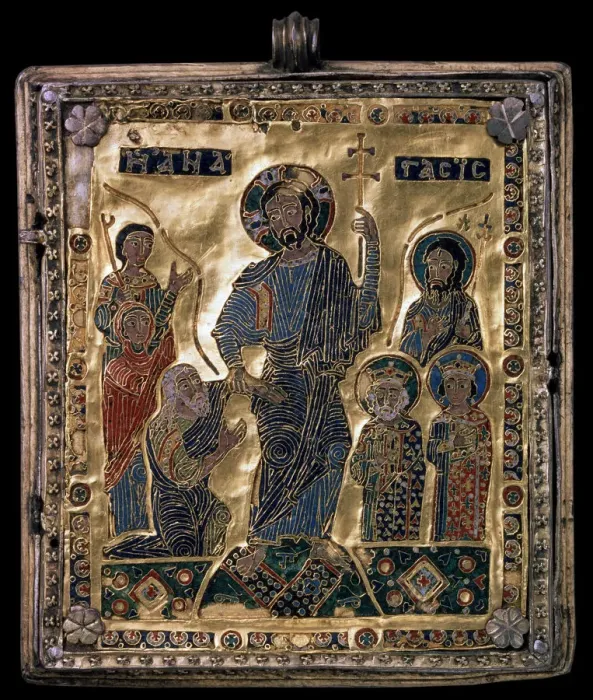 Framed Print : The Descent into Hell, 12th century. Artist: Byzantine Master Framed Print : The Descent into Hell, 12th century. Artist: Byzantine Master