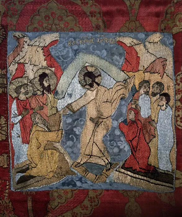 Framed Print : The Descent into Hell (Detail of a shroud), 15th century. Artist: Russian master Framed Print : The Descent into Hell (Detail of a shroud), 15th century. Artist: Russian master