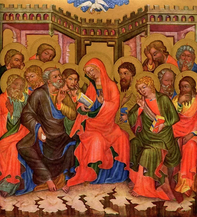 Framed Print : Descent of the Holy Ghost, c1350 (1955). Artist: Master of the Vyssi Brod Altar Framed Print : Descent of the Holy Ghost, c1350 (1955). Artist: Master of the Vyssi Brod Altar