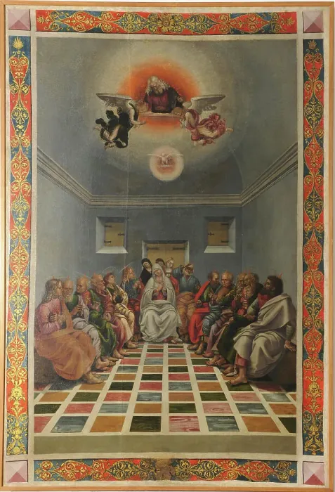 Framed Print : The Descent of the Holy Spirit, 1494. Creator: Signorelli, Luca (ca 1441-1523) Framed Print : The Descent of the Holy Spirit, 1494. Creator: Signorelli, Luca (ca 1441-1523)