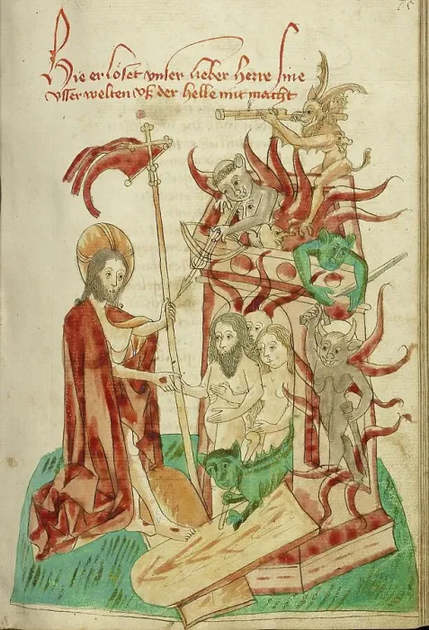Framed Print : The Descent into Limbo; Barlaam und Josaphat, 1469. Creators: Hans Schilling, Diebolt Lauber Framed Print : The Descent into Limbo; Barlaam und Josaphat, 1469. Creators: Hans Schilling, Diebolt Lauber