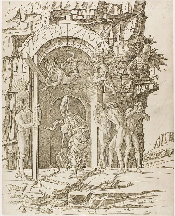 Framed Print : Descent into Limbo, c.1465. Creator: School of Andrea Mantegna Framed Print : Descent into Limbo, c.1465. Creator: School of Andrea Mantegna