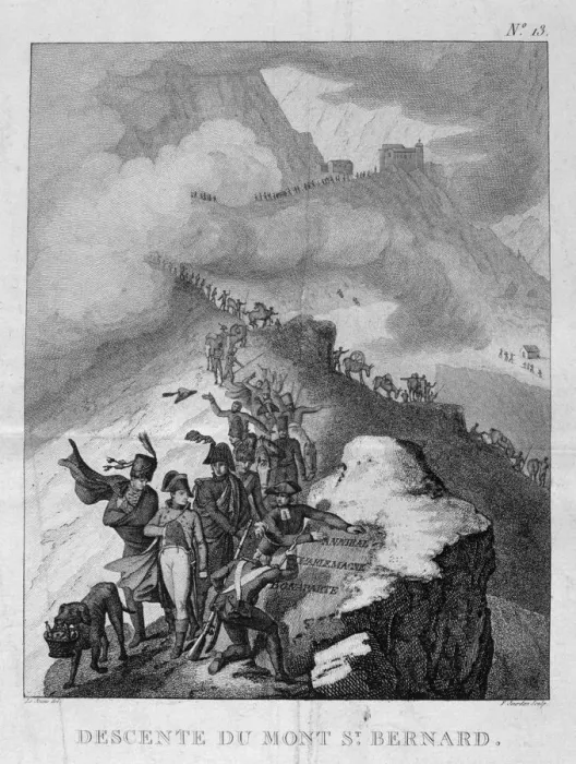 Framed Print : The descent of Mount St Bernard, 1800 Framed Print : The descent of Mount St Bernard, 1800