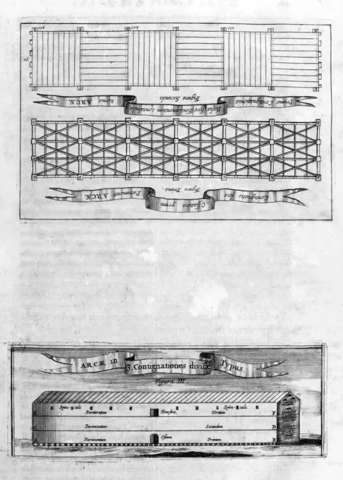 Framed Print : Description of the ark, 1675. Artist: Athanasius Kircher Framed Print : Description of the ark, 1675. Artist: Athanasius Kircher