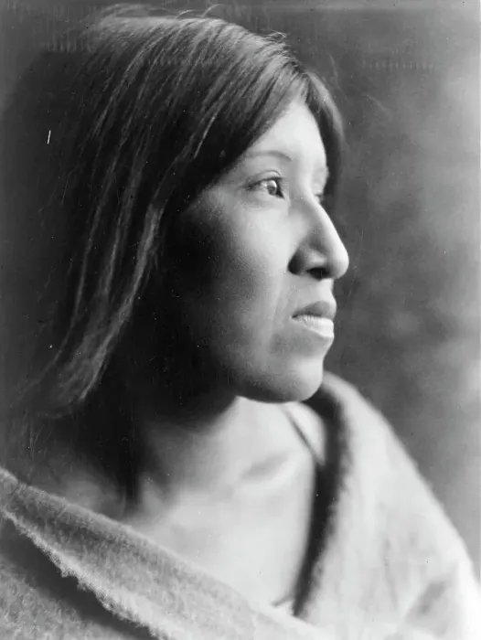 Framed Print : A Desert Cahuilla woman, head-and-shoulders portrait, facing right, c1924. Creator: Edward Sheriff Curtis Framed Print : A Desert Cahuilla woman, head-and-shoulders portrait, facing right, c1924. Creator: Edward Sheriff Curtis