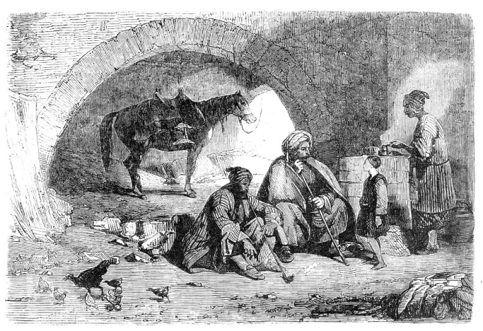 Framed Print : The Desert Route - Khan near Nahar-el-Kelb, the Ancient Lycus, three leagues from Beyrout, 1857. Creator: Unknown Framed Print : The Desert Route - Khan near Nahar-el-Kelb, the Ancient Lycus, three leagues from Beyrout, 1857. Creator: Unknown