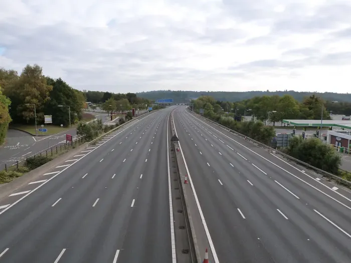 Framed Print : Deserted M27 Motorway due to closure for bridge demolition at Rownhams 2018. Creator: Unknown