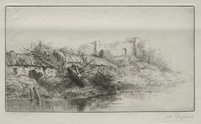 Framed Print : Deserted Village. Creator: Alphonse Legros (French, 1837-1911) Framed Print : Deserted Village. Creator: Alphonse Legros (French, 1837-1911)