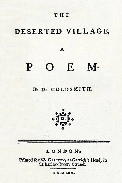 The Deserted Village, A Poem, c1770