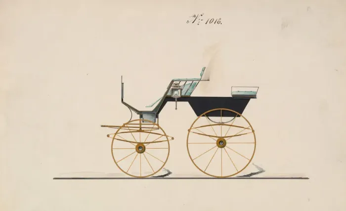 Framed Print : Design for 4 seat Phaeton, no top, no. 1016, 1850-70. Creator: Brewster & Co Framed Print : Design for 4 seat Phaeton, no top, no. 1016, 1850-70. Creator: Brewster & Co