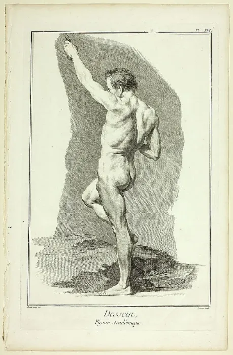 Framed Print : Design: Academic Figure, from Encyclopédie, 1762 / 77. Creator: Benoit-Louis Prevost Framed Print : Design: Academic Figure, from Encyclopédie, 1762 / 77. Creator: Benoit-Louis Prevost