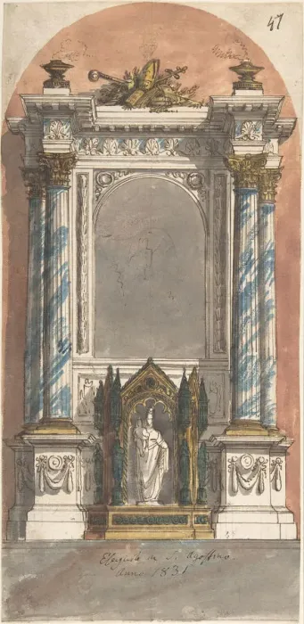 Framed Print : Design for an Altar with a Statue of the Virgin and Child. ca. 1831. Creator: Anon Framed Print : Design for an Altar with a Statue of the Virgin and Child. ca. 1831. Creator: Anon