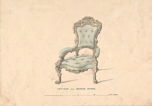 Design for Armchair, Francois Premier Style, 1835-1900. Creator: Robert William Hume