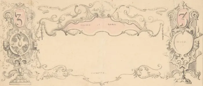 Framed Print : Design for Banknote or Certificate, 1830-1900. Creator: Robert William Hume Framed Print : Design for Banknote or Certificate, 1830-1900. Creator: Robert William Hume