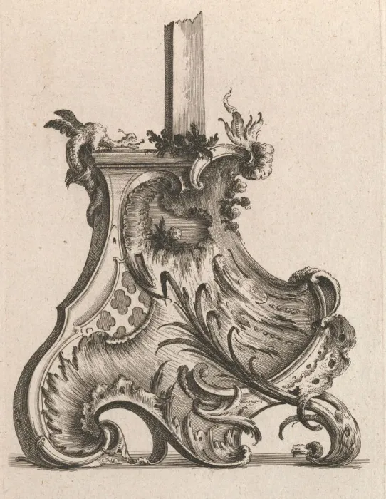 Framed Print : Design for the Base of a Crucifix, Plate 4 from: Neüinventierte Crucifix= Framed Print : Design for the Base of a Crucifix, Plate 4 from: Neüinventierte Crucifix=