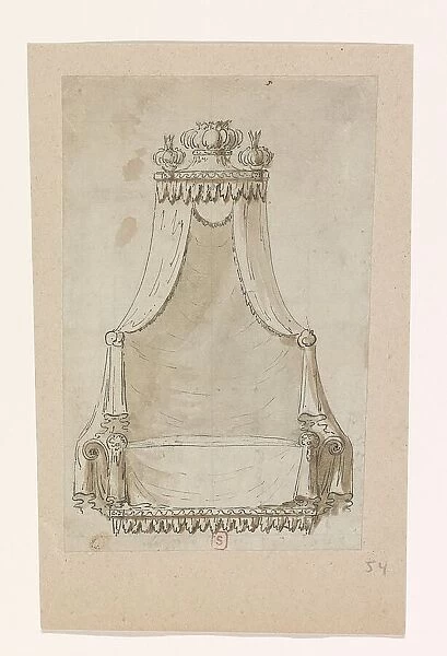 Design for a bed, c.1770-c.1780. Creator: Anon