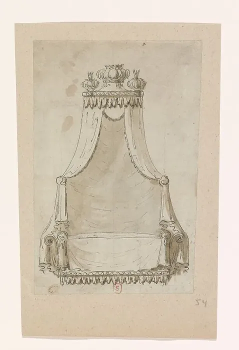 Framed Print : Design for a bed, c.1770-c.1780. Creator: Anon Framed Print : Design for a bed, c.1770-c.1780. Creator: Anon