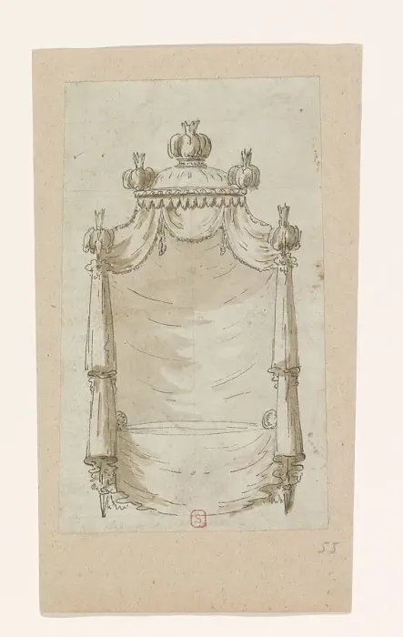 Framed Print : Design for a bed, c.1770-c.1780. Creator: Anon Framed Print : Design for a bed, c.1770-c.1780. Creator: Anon