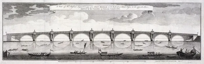 Framed Print : Design for Blackfriars Bridge, London, 1760. Artist: Robert Mylne II Framed Print : Design for Blackfriars Bridge, London, 1760. Artist: Robert Mylne II