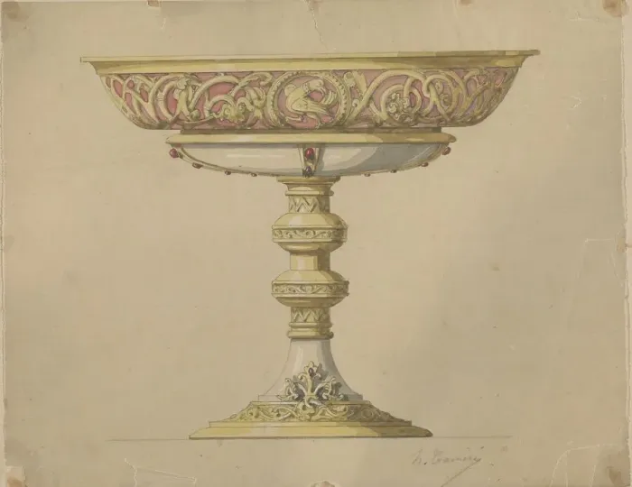 Framed Print : Design for a bowl on a base in Romanesque style, c.1864-c.1894. Creator: Henri Cameré Framed Print : Design for a bowl on a base in Romanesque style, c.1864-c.1894. Creator: Henri Cameré