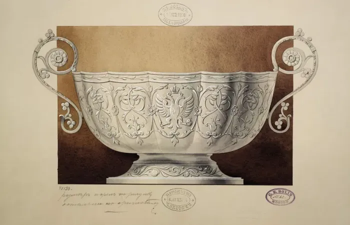 Framed Print : Design of a Bowl Decorated with the Double-Headed Eagle. (Series The Dowry of Grand Princess Maria Artist: Carl Edvard Bolin company Framed Print : Design of a Bowl Decorated with the Double-Headed Eagle. (Series The Dowry of Grand Princess Maria Artist: Carl Edvard Bolin company