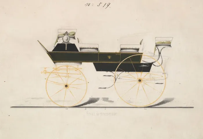 Framed Print : Design for Break de Promenade, no. 519, 1850-70. Creator: Brewster & Co Framed Print : Design for Break de Promenade, no. 519, 1850-70. Creator: Brewster & Co