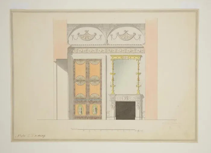 Framed Print : Design of the Cabinet Library, Early 1780s. Artist: Cameron, Charles (ca. 1730 / 40-1812) Framed Print : Design of the Cabinet Library, Early 1780s. Artist: Cameron, Charles (ca. 1730 / 40-1812)