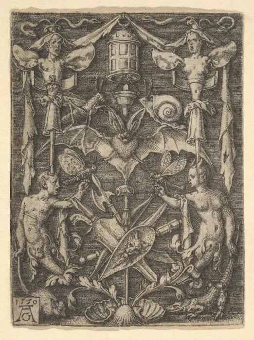 Framed Print : Design for a Candelabra Grotesque with a Bat in the Center, 1550 Framed Print : Design for a Candelabra Grotesque with a Bat in the Center, 1550