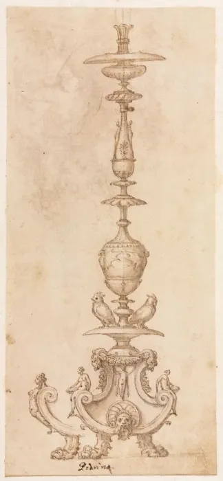 Framed Print : Design for a Candlestick, mid 1500s. Creator: Luzio Romano (Italian, active 1528-75) Framed Print : Design for a Candlestick, mid 1500s. Creator: Luzio Romano (Italian, active 1528-75)