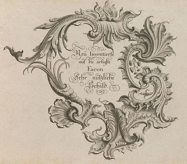 Design for a Cartouche, Plate 1 from Neu Inventierte auf die artigste Faco... Printed ca. 1750-56. Creator: Johann Georg Pintz