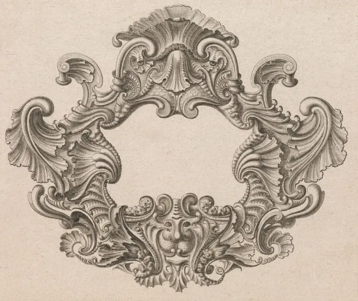 Framed Print : Design for a Cartouche, Plate 2 from Neüinventierte sehr dienstiche Schil Framed Print : Design for a Cartouche, Plate 2 from Neüinventierte sehr dienstiche Schil
