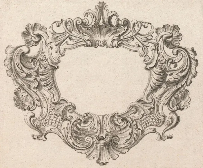 Framed Print : Design for a Cartouche, Plate 3 from Neüinventierte sehr dienstiche Schil