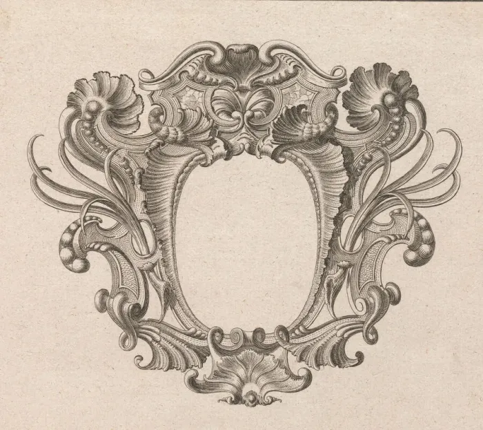 Framed Print : Design for a Cartouche, Plate 5 from Neüinventierte sehr dienstiche Schil Framed Print : Design for a Cartouche, Plate 5 from Neüinventierte sehr dienstiche Schil