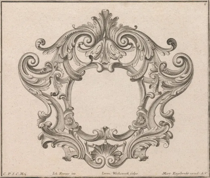 Framed Print : Design for a Cartouche, Plate 6 from Neüinventierte sehr dienstiche Schil Framed Print : Design for a Cartouche, Plate 6 from Neüinventierte sehr dienstiche Schil