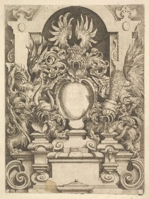 Framed Print : Design for a Cartouche, Plate from Dietterlins Architecttura, 1598 Framed Print : Design for a Cartouche, Plate from Dietterlins Architecttura, 1598