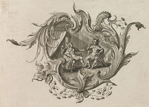 Design for a Cartouche and a Representation of Taste, Plate 4 from Neu I... Printed ca. 1750-56. Creator: Johann Georg Pintz