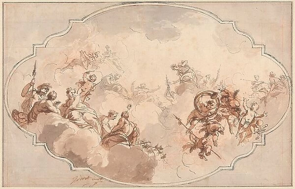 Design for a Ceiling: Apotheosis of Callisto or Diana (recto), and Sketch of Figures (verso), 1731. Creator: Jacob de Wit