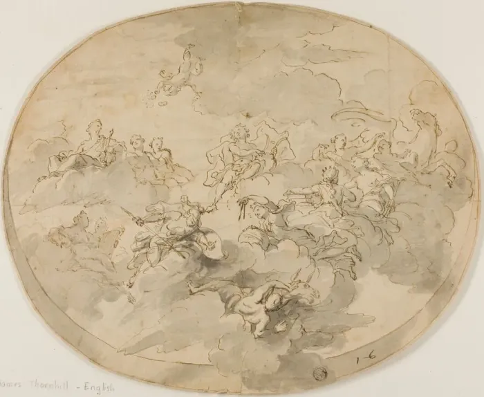 Framed Print : Design for Ceiling Fresco: Apollo and the Muses with Minerva Destroying Ignorance, n. d Framed Print : Design for Ceiling Fresco: Apollo and the Muses with Minerva Destroying Ignorance, n. d
