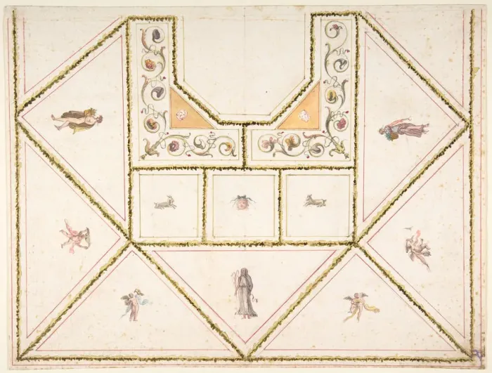 Framed Print : Design for a Ceiling in Pompeian Style, 18th century. Creator: Anon Framed Print : Design for a Ceiling in Pompeian Style, 18th century. Creator: Anon