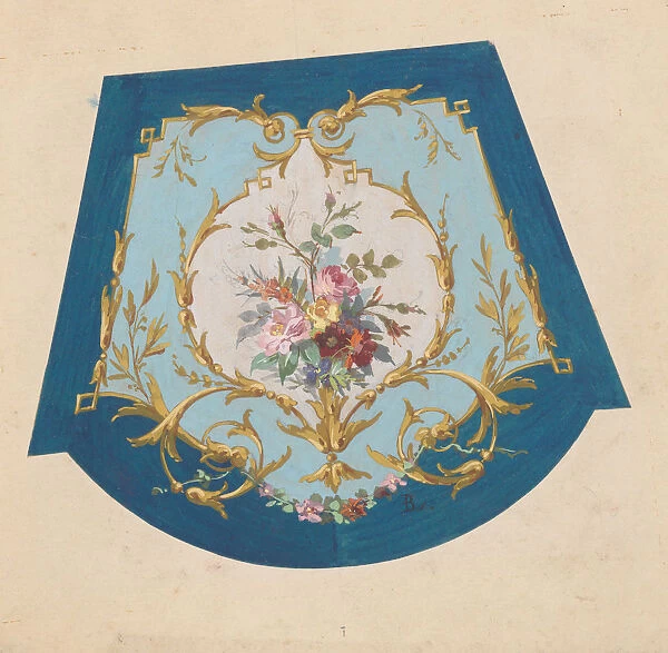 Design for a Chair Seat Cover, ca. 1850-70. Creator: Anon
