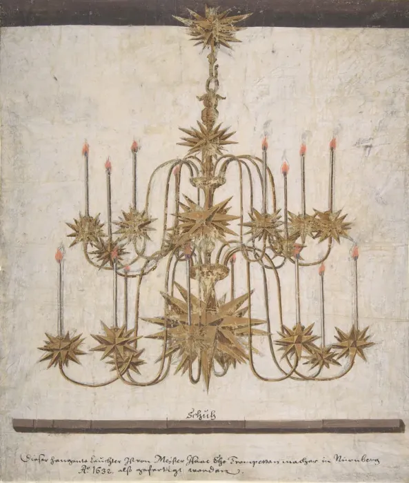 Framed Print : Design for a Chandelier with Sixteen Candles, 1632. Creator: Isaak Ehe Framed Print : Design for a Chandelier with Sixteen Candles, 1632. Creator: Isaak Ehe
