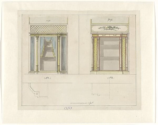 Design for two chests of drawers, c.1795-c.1800. Creator: Charles Heathcote Tatham
