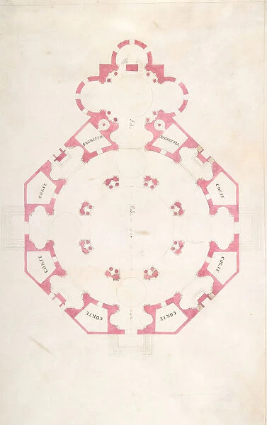 Design for a Church with a Central Octagonal Plan, 1570-1620. Creator: Anon