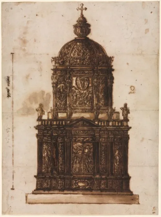 Framed Print : Design for a Ciborium, 1600s. Creator: Fantoni Family Workshop (Italian) Framed Print : Design for a Ciborium, 1600s. Creator: Fantoni Family Workshop (Italian)