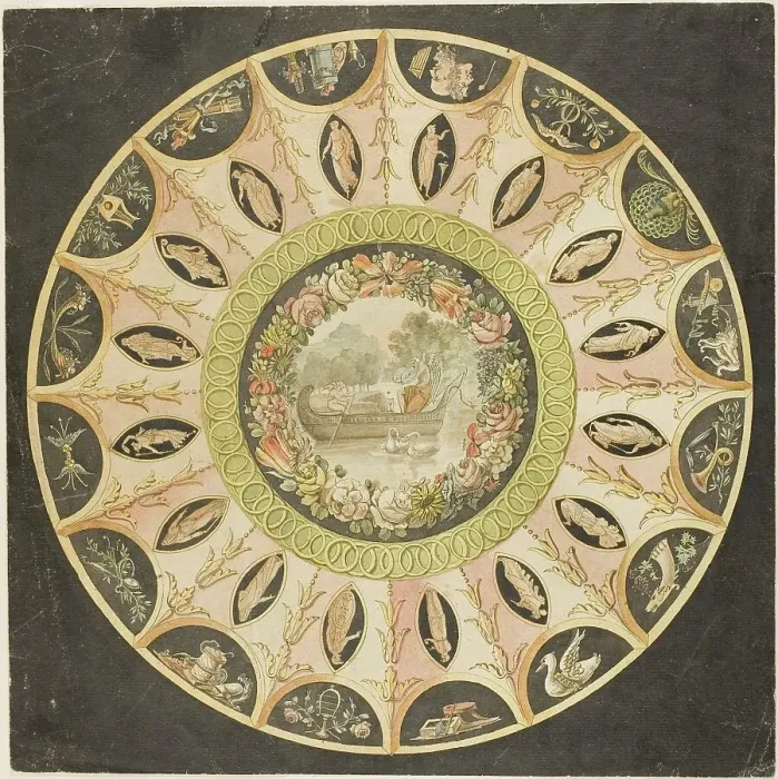 Framed Print : Design for a Circular Ceiling Decoration, n.d. Creators: Unknown, Pierre Francois Leonard Fontaine, Charles Percier Framed Print : Design for a Circular Ceiling Decoration, n.d. Creators: Unknown, Pierre Francois Leonard Fontaine, Charles Percier
