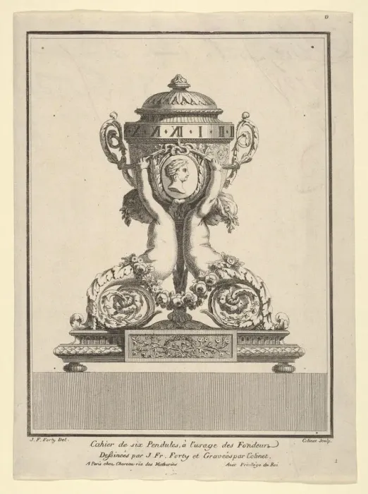 Framed Print : Design for a Clock, Title Page to Cahier de six Pendules, ca. 1770 Framed Print : Design for a Clock, Title Page to Cahier de six Pendules, ca. 1770