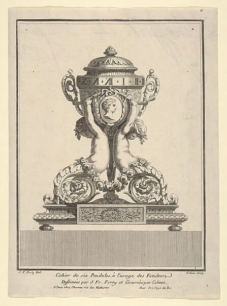Design for a Clock, Title Page to Cahier de six Pendules, ca. 1770