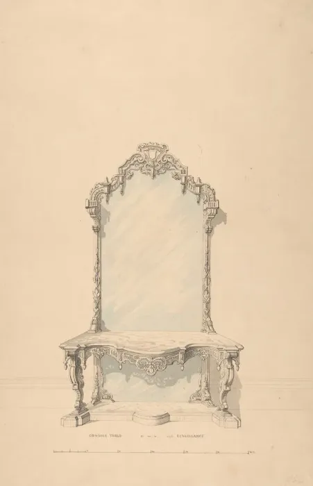 Framed Print : Design for Console Table, 1850-1904. Creator: Robert William Hume Framed Print : Design for Console Table, 1850-1904. Creator: Robert William Hume