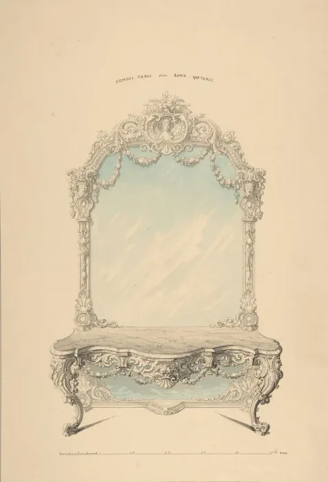 Framed Print : Design for Console Table, 1850-1904. Creator: Robert William Hume Framed Print : Design for Console Table, 1850-1904. Creator: Robert William Hume